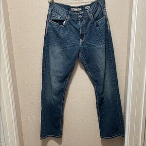 Y2K Buckle BKE SETH 38L Straight Leg Denim Blue Jeans